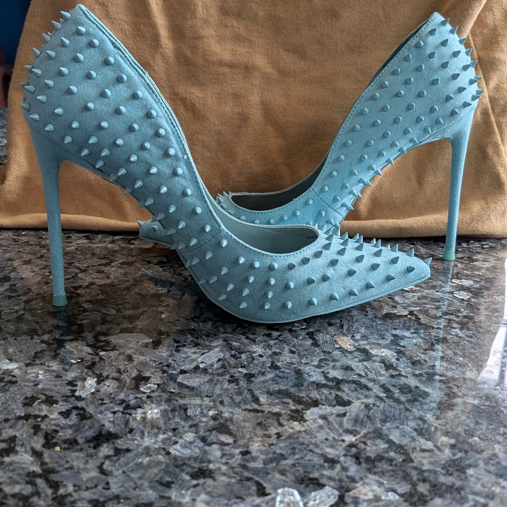 Steve Madden Turquoise Spike Pointed-Toe Heels - Picture 3 of 8